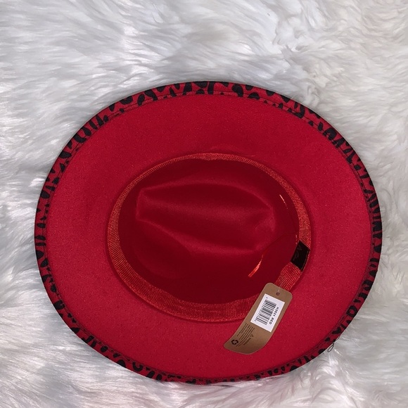 Red Leopard 🐆 Print Fedora Hats - Picture 2 of 3